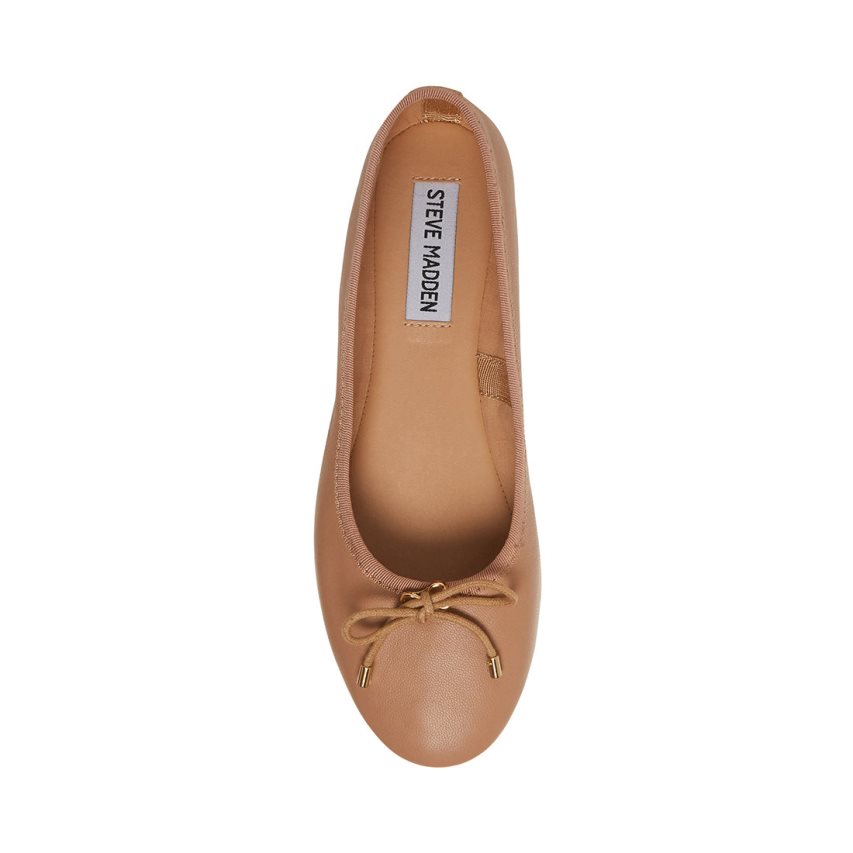 Brown Steve Madden Blossoms Leather Women's Ballet Flats | PH 5379GKC